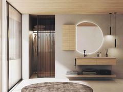 Mobile lavabo sospeso singolo in legno con lavabo integrato&nbsp;URBAN COMPONIBILE 02 - LEGNOBAGNO