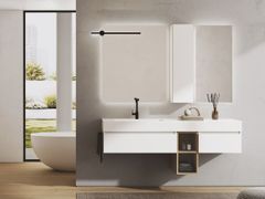 Mobile lavabo singolo sospeso in legno con lavabo integrato&nbsp;URBAN COMPONIBILE 05 - LEGNOBAGNO