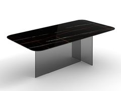 Tavolo rettangolare da pranzo in vetro&nbsp;SAHARA NOIR - ACHERUNTIAGLASS