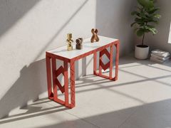 Tavolino rettangolare in acciaio con piano in pietra&nbsp;DOMINIQUE - MAISON ARPELLI
