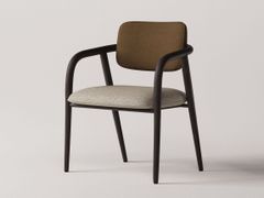 Sedia in tessuto e pelle con struttura in rovere&nbsp;YUME - MILILAB CO.