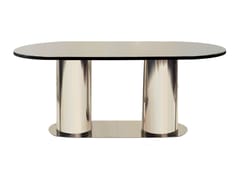 Tavolo da pranzo ovale in acciaio e legno ASPEN - MOANNE