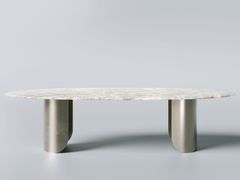 Tavolo ovale da pranzo in acciaio e pietra naturale&nbsp;STADIO STONE - RIVETHEL GUILD