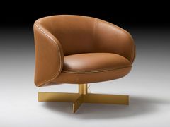 Poltrona girevole in pelle&nbsp;BIRKY - NEUTRA