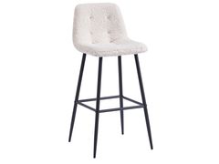 Set di 2 sgabelli da bar in metallo e tessuto boucl� bianco&nbsp;BJORN - NORDLYS