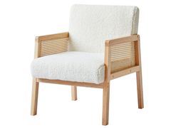 Poltrona da living in legno massello e boucl� bianco&nbsp;BORGO - NORDLYS