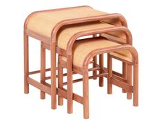 Set di 3 tavolini in legno e rattan&nbsp;JOVIK - NORDLYS