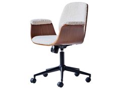 Sedia da ufficio in legno e tessuto boucl�&nbsp;KOLDING - NORDLYS