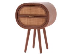 Comodino a 2 cassetti in rattan e legno di noce&nbsp;MALIRON - NORDLYS