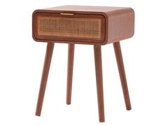 Comodino con 1 cassetto in rattan e legno di noce&nbsp;MALI - NORDLYS