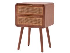 Comodino a 2 cassetti in rattan e legno di noce&nbsp;MALI - NORDLYS