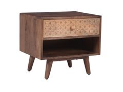 Comodino con 1 cassetto in legno massello di mango scuro&nbsp;NAGPUR - NORDLYS