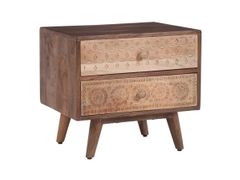 Comodino a 2 cassetti in legno massello di mango scuro&nbsp;NAGPUR - NORDLYS