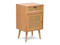 Comodino con 1 anta e 1 cassetto in rattan naturale&nbsp;NARA - NORDLYS