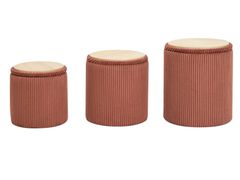 Set di 3 pouf contenitori in legno e velluto a coste&nbsp;NARVIK - NORDLYS