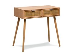 Consolle con 2 cassetti in legno e rattan naturale&nbsp;NISHIO - NORDLYS