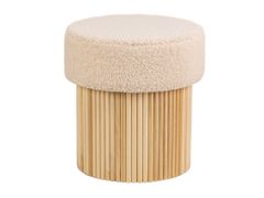 Pouf in boucl� con base in legno&nbsp;OTSU  - NORDLYS
