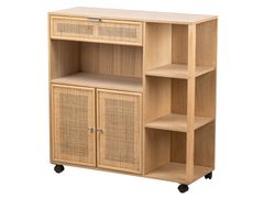 Carrello contenitore in legno e rattan&nbsp;OULU - NORDLYS