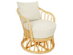 Poltrona in rattan naturale e tessuto beige&nbsp;PALOPO - NORDLYS