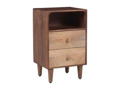 Comodino a 2 cassetti in legno massello di mango scuro&nbsp;SALEM - NORDLYS