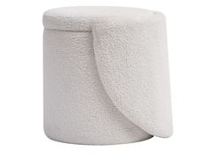 Pouf contenitore con schienale in boucl� bianco&nbsp;UMEA - NORDLYS