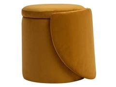 Pouf contenitore con schienale in velluto giallo senape&nbsp;UMEA - NORDLYS
