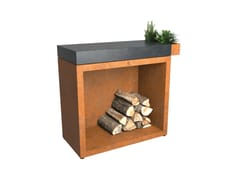 Tagliere / portalegna in Corten�&nbsp;OFYR BUTCHER BLOCK STORAGE 90 CORTEN CERAMIC DARK GREY - FYRON GROUP