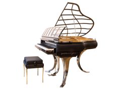 Pianoforte a coda in pelle nera intrecciata e cromo&nbsp;PH GRAND PIANO LEGACY - TONEART INTERIOR