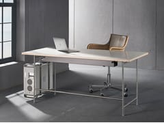 Scrivania rettangolare in acciaio inox e legno per home office&nbsp;KARLSRUHER TABLE (MEDIUM) - PHOS DESIGN