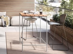 Tavolo da giardino alto quadrato in acciaio inox e legno&nbsp;KARLSRUHER TABLE - PHOS DESIGN