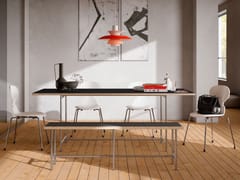 Tavolo rettangolare da pranzo in acciaio inox e legno&nbsp;KARLSRUHER TABLE - PHOS DESIGN