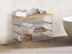 Mobile bagno da terra in acciaio inox e legno&nbsp;SB 65/85 - PHOS DESIGN