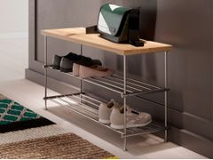 Scarpiera / panca in acciaio e legno&nbsp;SBS500-2 - PHOS DESIGN