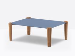Tavolino da giardino rettangolare basso in alluminio e legno&nbsp;FIBRA FBRT - PEDRALI