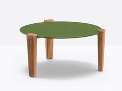 Tavolino da giardino rotondo basso in alluminio e legno&nbsp;FIBRA FBRT - PEDRALI