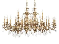 Lampadario in oro francese con gocce in cristallo Schoeler&nbsp;WELLINGTON 797/14+2-SH/G - POSSONI ILLUMINAZIONE