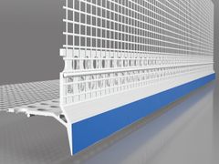 Angolare di rinforzo degli spigoli nei sistemi di isolamento a cappotto&nbsp;GOCCIOLATOIO IN PVC CON FILO A VISTA - UNICALCE