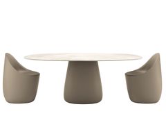 Tavolo da giardino ovale in gres laminato&nbsp;COBBLE STONEWARE - QEEBOO