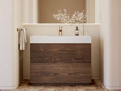 Mobile lavabo da terra con lavabo integrato in Corian�&nbsp;GAIA FREESTANDING WOOD - RILUXA HQ