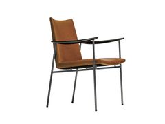 Sedia imbottita in cuoio con braccioli&nbsp;RIVAGE - RITZWELL & CO.