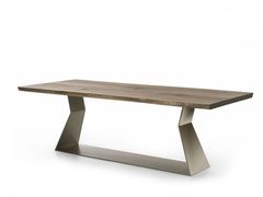 Tavolo rettangolare in legno massello con base in ferro&nbsp;BEDROCK 100+6 - RIVA INDUSTRIA MOBILI