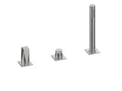 Rubinetto bordo vasca a 3 fori in acciaio inox con doccetta&nbsp;ALINE 49028 - RUBINETTERIE F.LLI FRATTINI