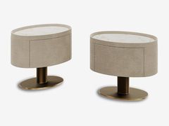 Comodino ovale in pelle con piano in marmo&nbsp;BEVERLY - RUGIANO INTERIORS DECORATION