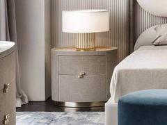 Comodino ovale in pelle con piano in marmo&nbsp;BOHEME - RUGIANO INTERIORS DECORATION