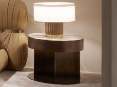 Comodino rotondo in bronzo con piano in marmo&nbsp;INCA - RUGIANO INTERIORS DECORATION