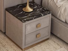 Comodino rettangolare in pelle con piano in marmo&nbsp;RUBIK - RUGIANO INTERIORS DECORATION