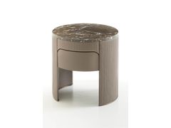 Comodino rotondo in pelle con piano in marmo&nbsp;VOGUE - RUGIANO INTERIORS DECORATION
