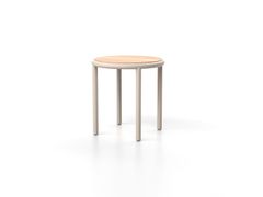 Tavolino da giardino rotondo in alluminio e teak&nbsp;TEMPO - SKLD STUDIO