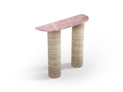 Consolle a mezzaluna con piano in onice rosa&nbsp;OMBRURE MINI - STONE VALLEY
