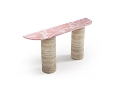 Consolle semicircolare con piano in onice rosa&nbsp;OMBRURE - STONE VALLEY